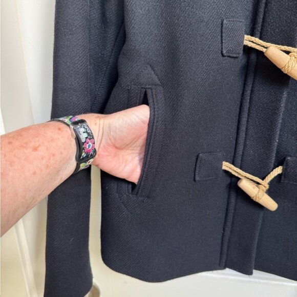 Zara Woman Black Wool Blend Hooded Duffle Coat. Size S - Picture 3 of 7